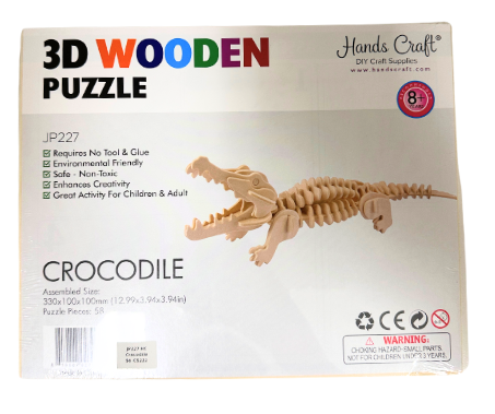 DIY 3D Wooden Puzzle Crocodile